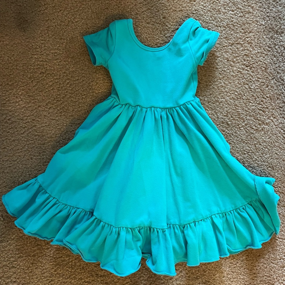 Little Stocking Company Teal Twirl Dress 4T
